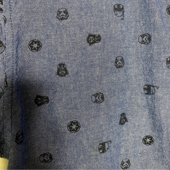 Star Wars Blue and Black Button Down Collar Shirt with Short Sleeves Boys Size M - Picture 7 of 7